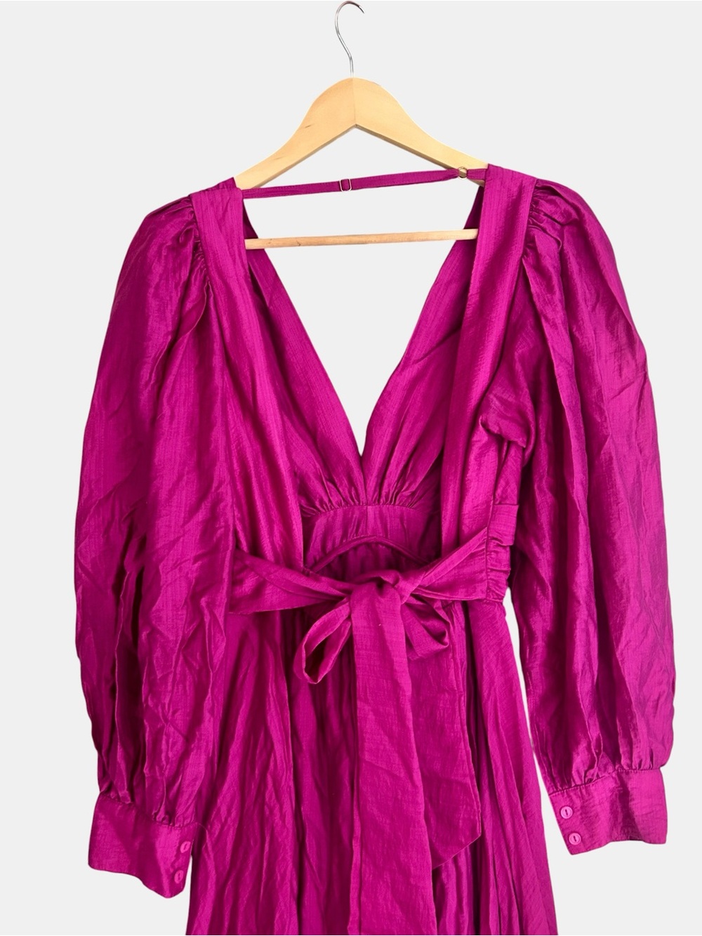 Sabina Musayev Frida Pink Open Back Puff Sleeve Occasion Midi Dress Sz Large - Picture 9 of 12
